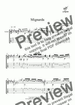page one of Mignarda for solo guitar