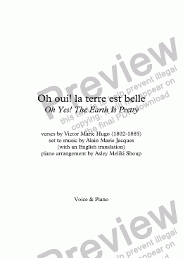 page one of Oh Oui! La Terre Est Belle (A. Jacques / Victor Hugo) - bilingual