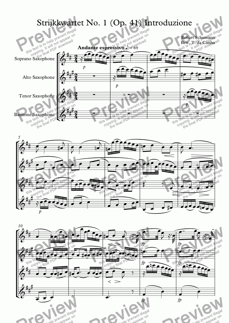 page one of Strijkkwartet No. 1 (Op. 41) Introduzione