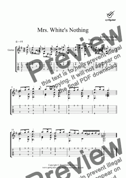 page one of Mrs. White’s Nothing for solo guitar