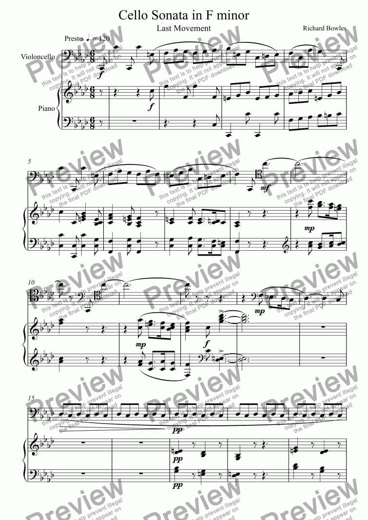 page one of Cello Sonata in F minor (IV)