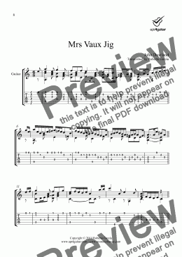 page one of Mrs Vaux Jig for solo guitar