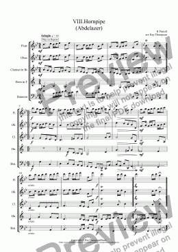 page one of Purcell: Suite from Abdelazer: Mvt.VIII.Hornpipe (aka "Hole in the Wall")( arr.wind quintet