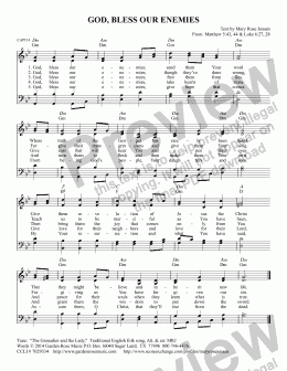 page one of God, Bless Our Enemies - Hymn of Prayer (THE GRENADIER AND THE LADY) SATB