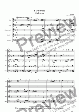page one of Purcell: Suite from Abdelazer: Mvt.I. Ouverture arr.wind quintet