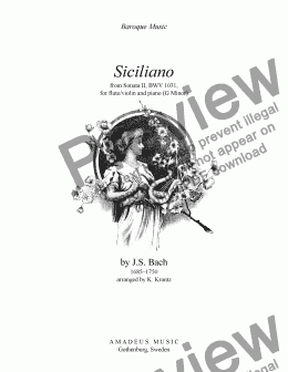 Siciliana by Bach BWV 1031 Transcription for Violin and Piano