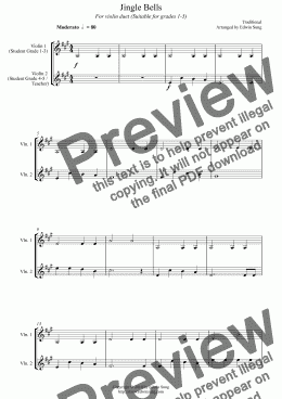 page one of Jingle Bells (for violin duet, suitable for grades 1-5)