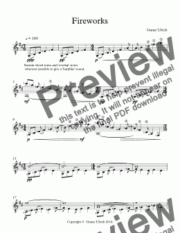 page one of Fireworks for solo guitar