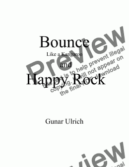 page one of "Bounce" and "Happy Rock" for solo guitar