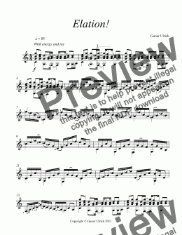 page one of Elation for solo guitar 