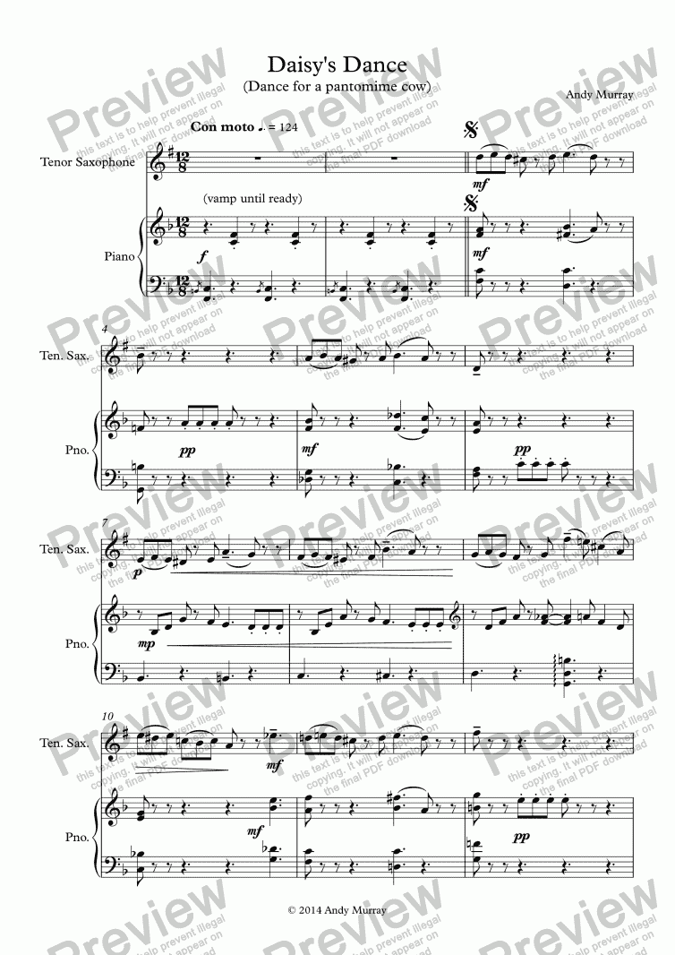 page one of Daisy’s Dance (tenor sax)
