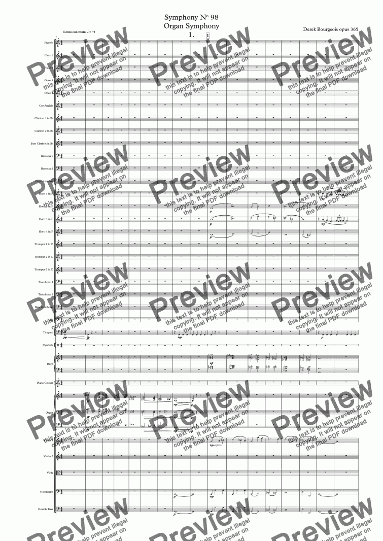 page one of Symphony No 98 Organ Symphony 1st movt - Prelude