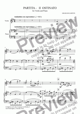 page one of INSTRUMENTAL - PARTITA for VIOLIN and PIANO in Six Movements - No.2 OSTINATO