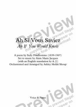 page one of Ah si vous saviez... (A. Jacques / Sully Prudhomme) - bilingual