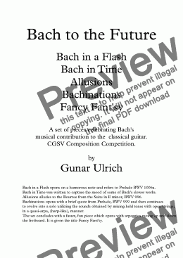 page one of Bach to the Future for solo guitar