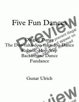page one of Five Fun Dances for solo guitar