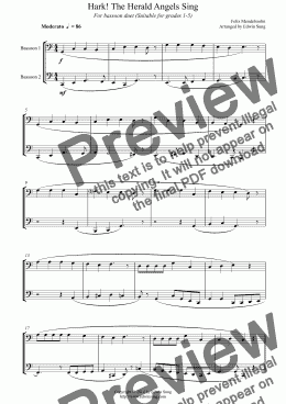 page one of Hark! The Herald Angels Sing (for bassoon duet, suitable for grades 1-5)