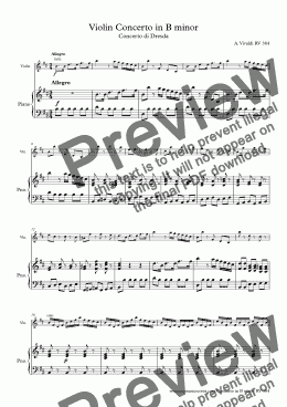 page one of Vivaldi Violin Concerto RV 384 for Violin and Piano