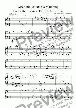 page one of When the Staints Go Marching Under the Twinkle Twinkle Little Star (piano four hands)