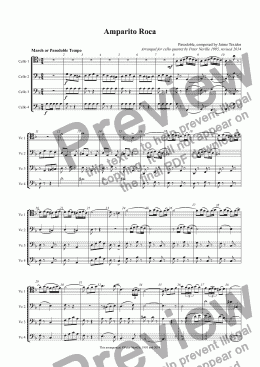 page one of Amparito Roca (arr for 4 cellos)