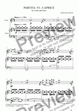 page one of INSTRUMENTAL - PARTITA for VIOLIN and PIANO in Six Movements - No.6 CA1.50