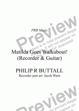 page one of Matilda Goes Walkabout! (Recorder & Guitar)