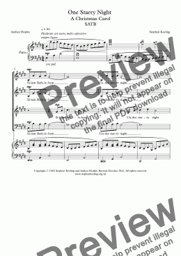 page one of ONE STARRY NIGHT - A Christmas Carol SATB