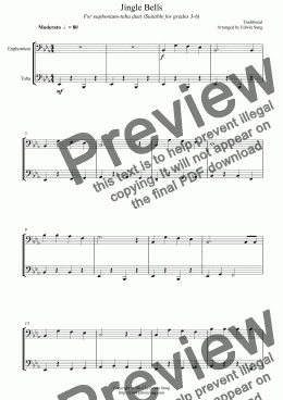 page one of Jingle Bells (for euphonium-tuba duet, suitable for grades 3-6)