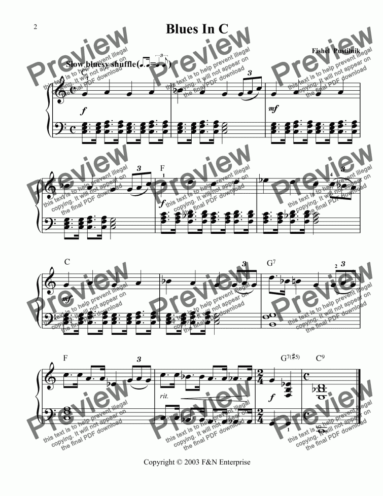 page one of Blues In C