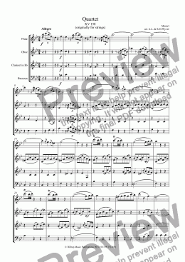 page one of Mozart Quartet KV 158