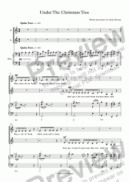 page one of Under The Christmas Tree (SA + piano)