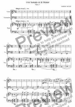 page one of Trio Sonata in B Minor