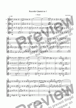 page one of Recorder Quartet no 1