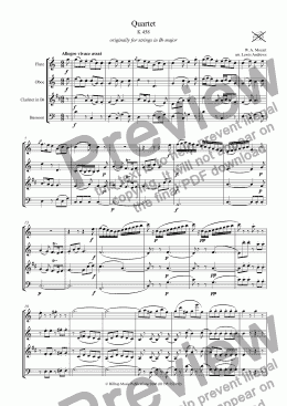 page one of Mozart Quartet K. 458