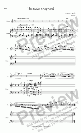 page one of Morlacchi The Swiss Shepherd for flute & piano