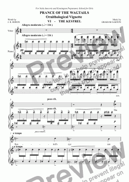 page one of CHORAL BALLET for Children - PRANCE OF THE WAGTAILS  (Nickname ’Birdie Opera’) for Solo and Unison Voices: Ornithological Vignette No.6 THE KESTREL