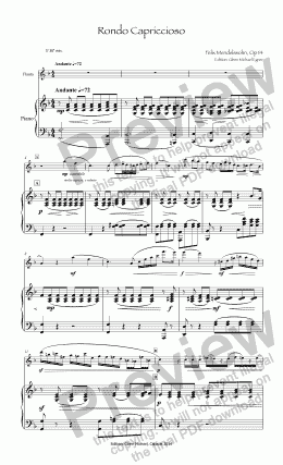 page one of Mendelssohn Rondo Capriccioso for flute