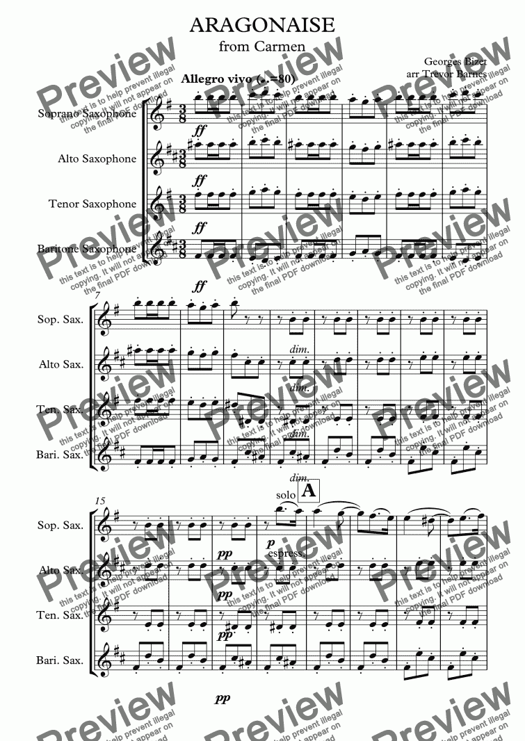page one of ARAGONAISE from Carmen