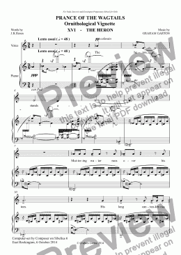 page one of CHORAL BALLET for Children - PRANCE OF THE WAGTAILS  (Nickname ’Birdie Opera’) for Solo and Unison Voices: Ornithological Vignette No.15 THE HERON 