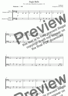 page one of Jingle Bells (for cello duet, suitable for grades 1-5)