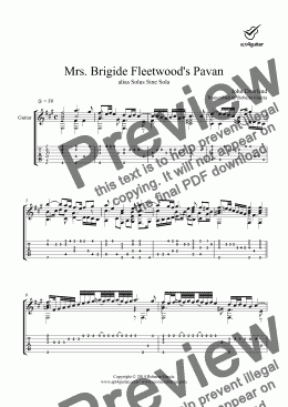 page one of Mrs. Brigide Fleetwood’s Pavan for solo guitar