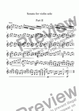 page one of Sonata for violin solo  Part II