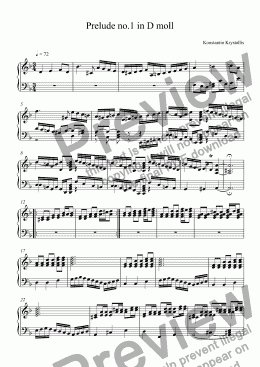 page one of Prelude no.1 in D moll