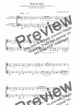 page one of Deck the Halls (for euphonium duet(Bb treble, 3 or 4 valved), suitable for grades 2-6)