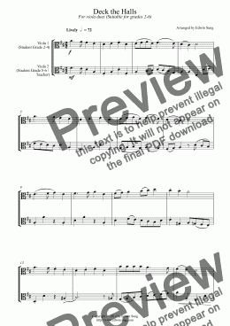 page one of Deck the Halls (for viola duet, suitable for grades 2-6)
