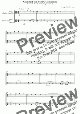 page one of God Rest You Merry, Gentlemen (for viola duet, suitable for grades 1-5)