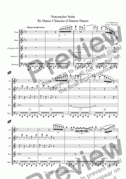 page one of Tchaikovsky: Casse-Noisette: Nutcracker Suite IIe Danse Chinoise (Chinese Dance) arr.wind quintet