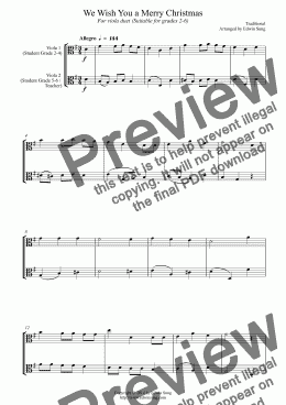 page one of We Wish You a Merry Christmas (for viola duet, suitable for grades 2-6)