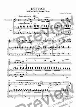 page one of INSTRUMENTAL SCORE - TRIPTYCH for Clarinet in Bb and Piano No.3 Allegro spiritoso