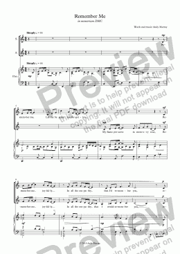 page one of Remember Me (SA / duet + piano)